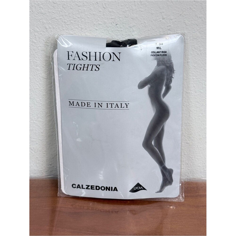 Calzedonia Black Sheer with Back Seams & Bows Tights M/L